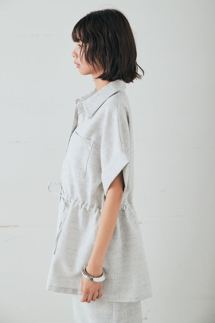 [SET]ツイードウエストドロストシャツ+ツイードタックパンツ(2set)