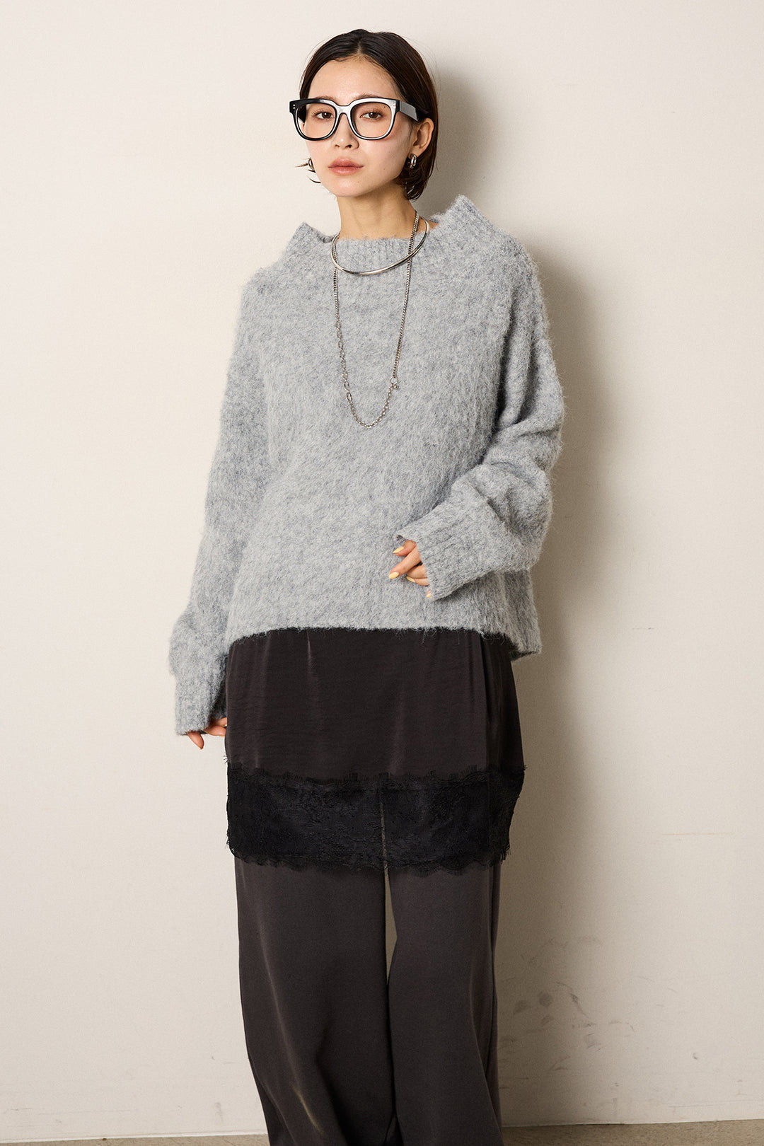 アルパカタッチオフショルニット