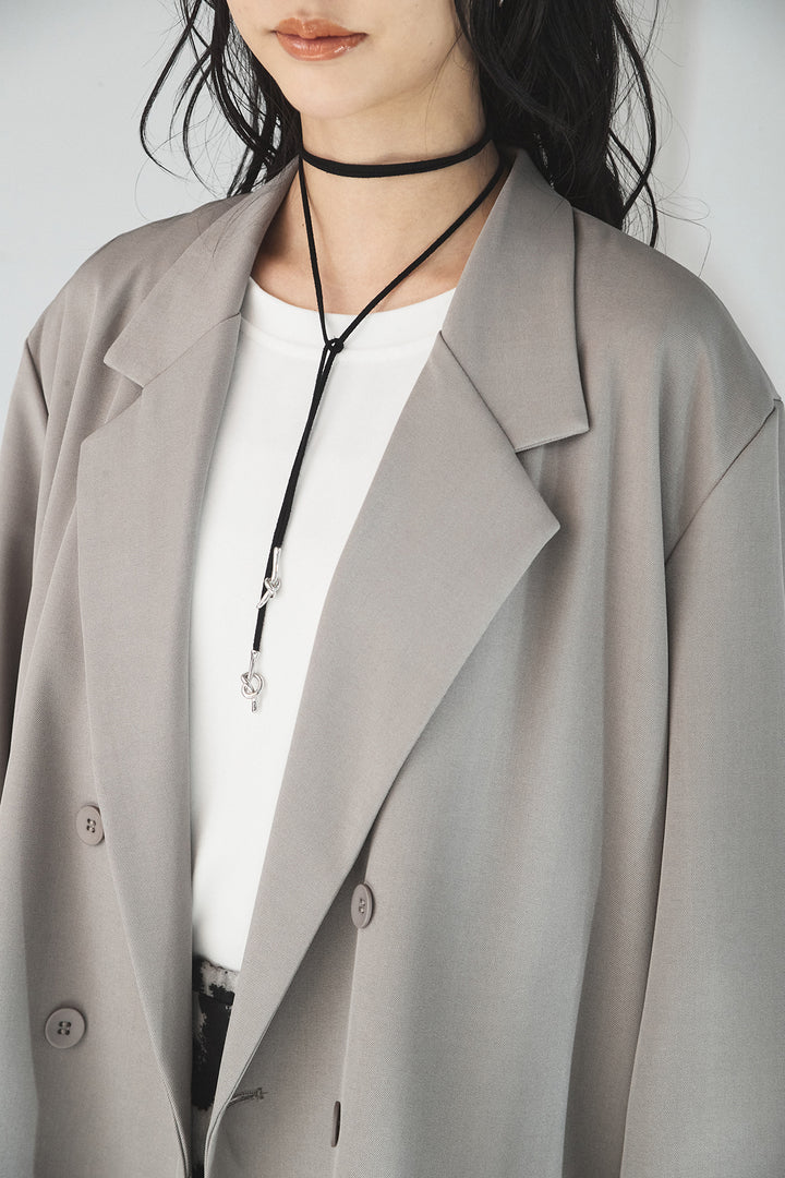 [SET]ルーズシルエットダブルテーラードジャケット+チュールレイヤードニットパンツ(2set)