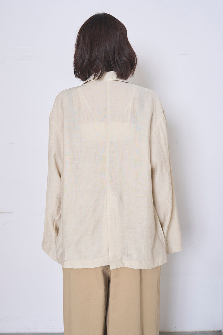 [SET]リネンブレンドテーラードシアージャケット+綿ツイルアシメサロペット(2set)