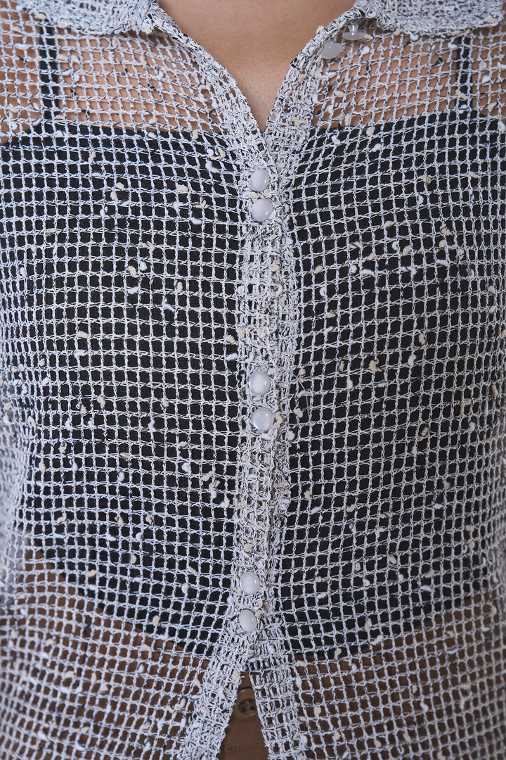 [SET]ネップメッシュポロ襟カーディガン+ドライタフタタックバレルパンツ(2set)