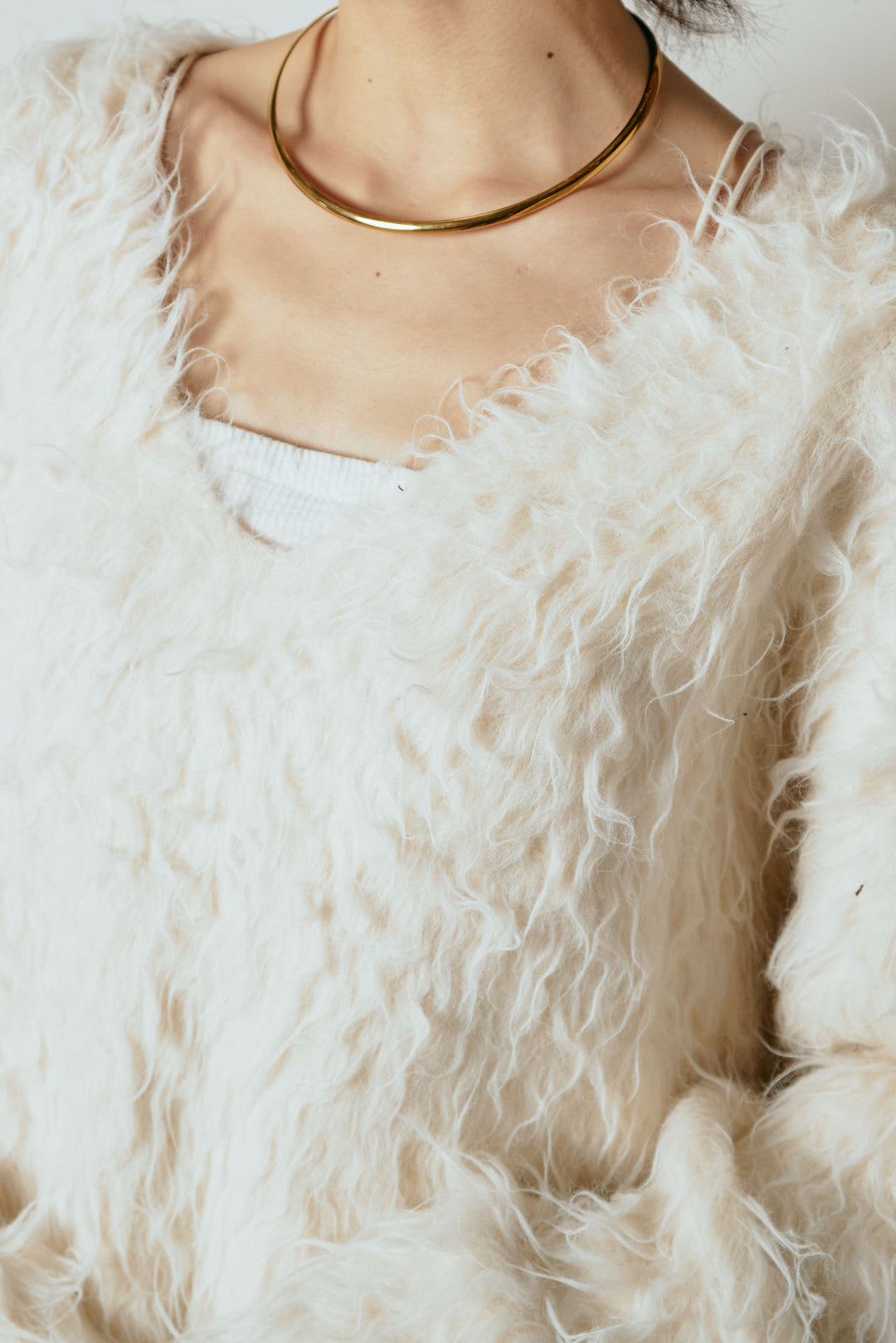 [SET]深Vネックシャギーニットトップス+リラックスレオパード柄ワイドパンツ(2set)