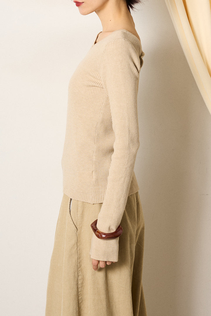 [SET]ケーブル編みケープレイヤードニット+タック入りコーデュロイワイドパンツ(2set)