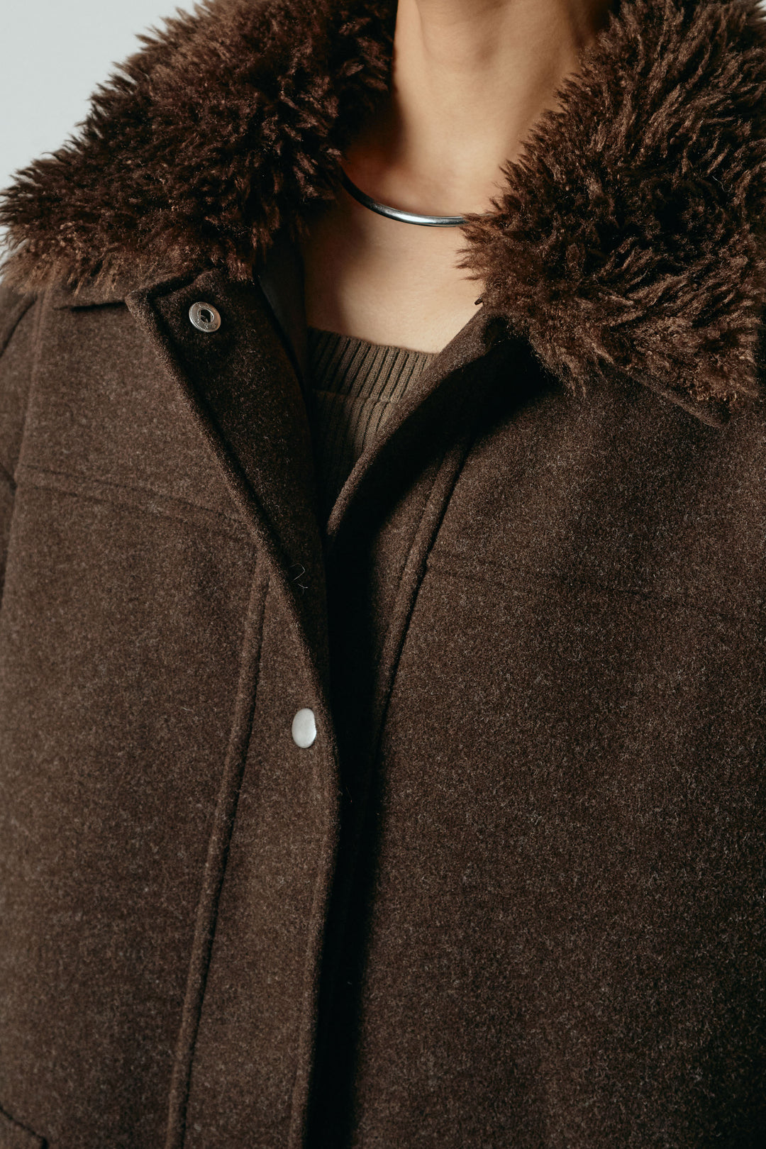 [SET]エコウール衿ファー薄中綿入りミドルカバーオール+ひげレース切替ロング丈スカート(2set)