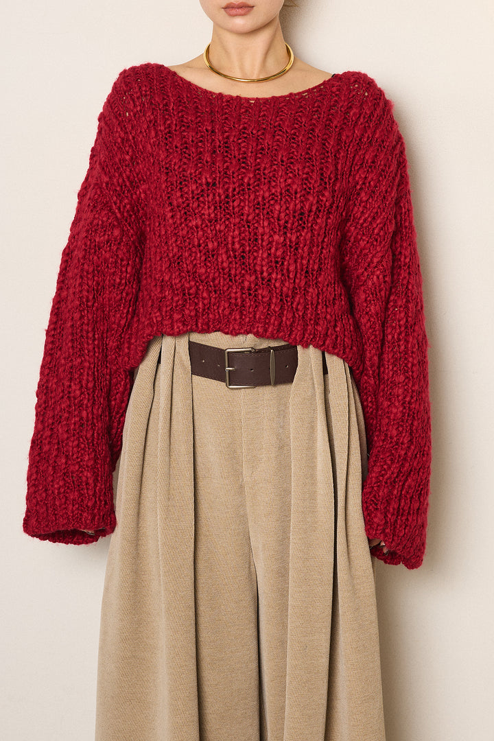 チャンキースラブニットクロップドプルオーバー