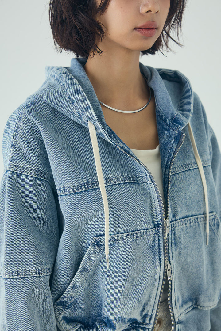 【着回しセット】[SET]デニムダブルジップパーカーブルゾン+デニムタックカーブパンツ+デニムダブルジップパーカーブルゾン(3set)