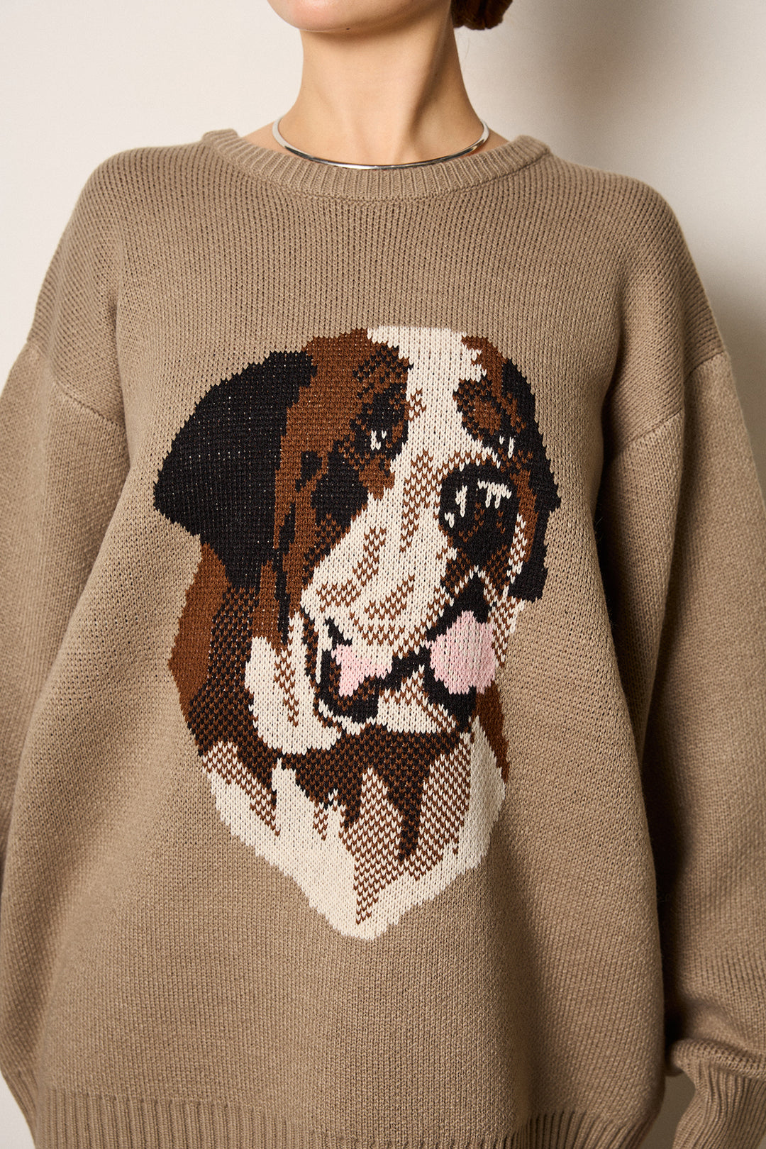 アニマルジャガード柄ニットトップス