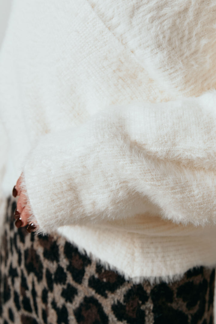 [SET]シャギーカシュクールニットトップス+ルーズタータンチェックワイドパンツ(2set)