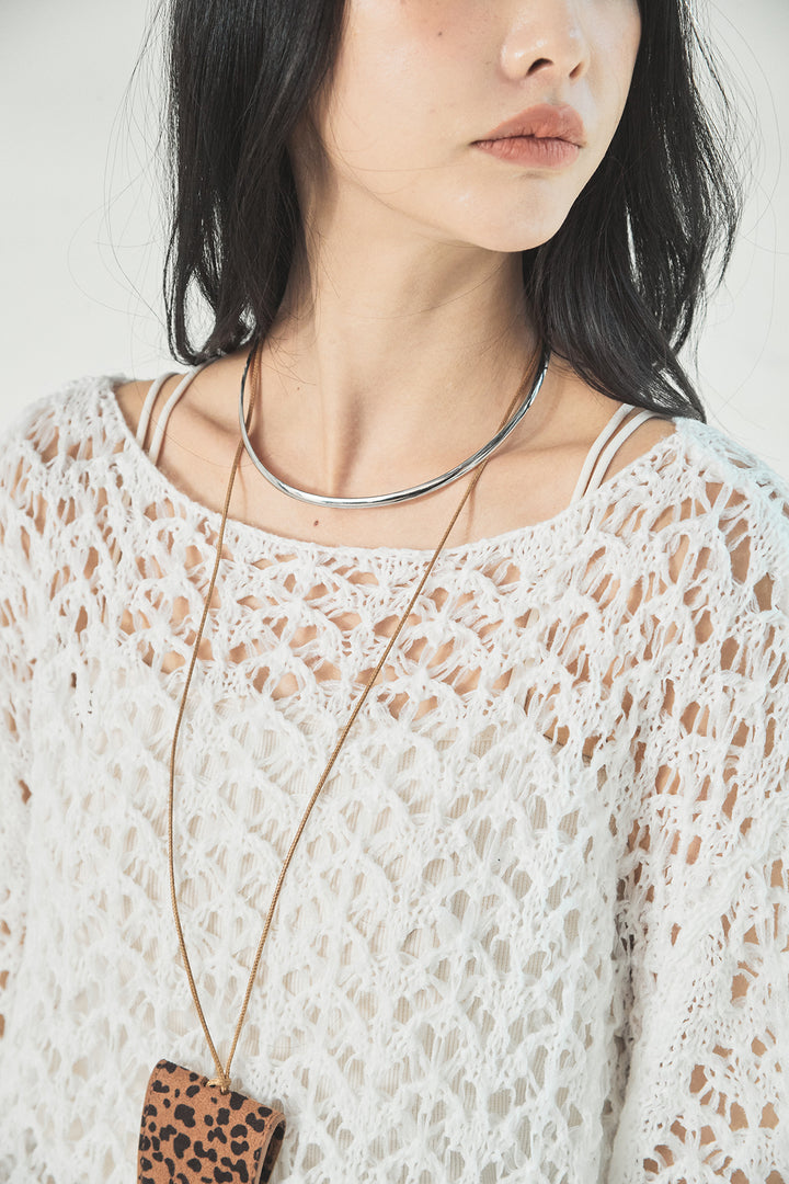 リラックスメッシュニットトップス