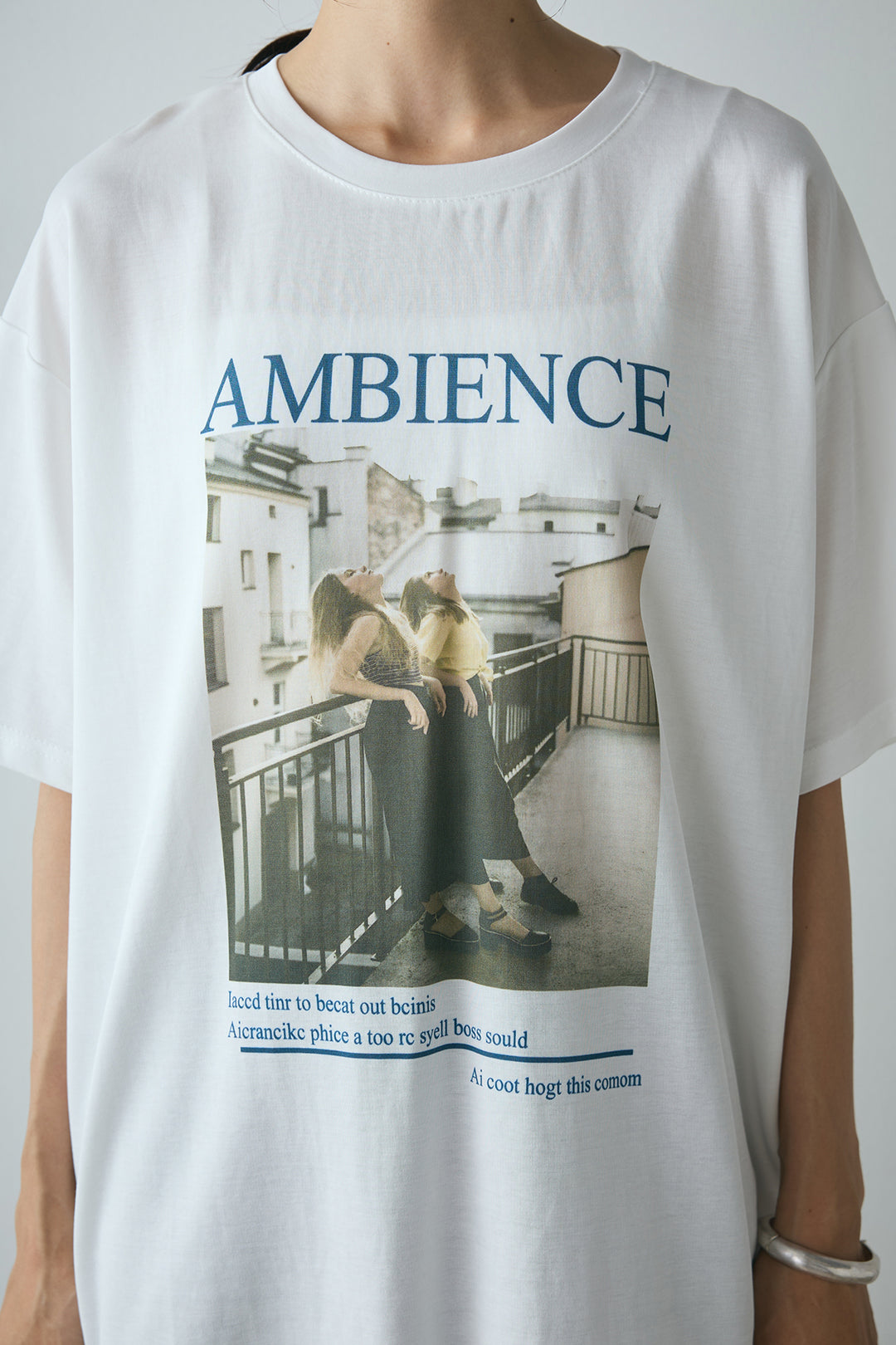 [SET]AMBIENCEフォトプリントTシャツ+サイドラインワイドスラックスパンツ(2set)