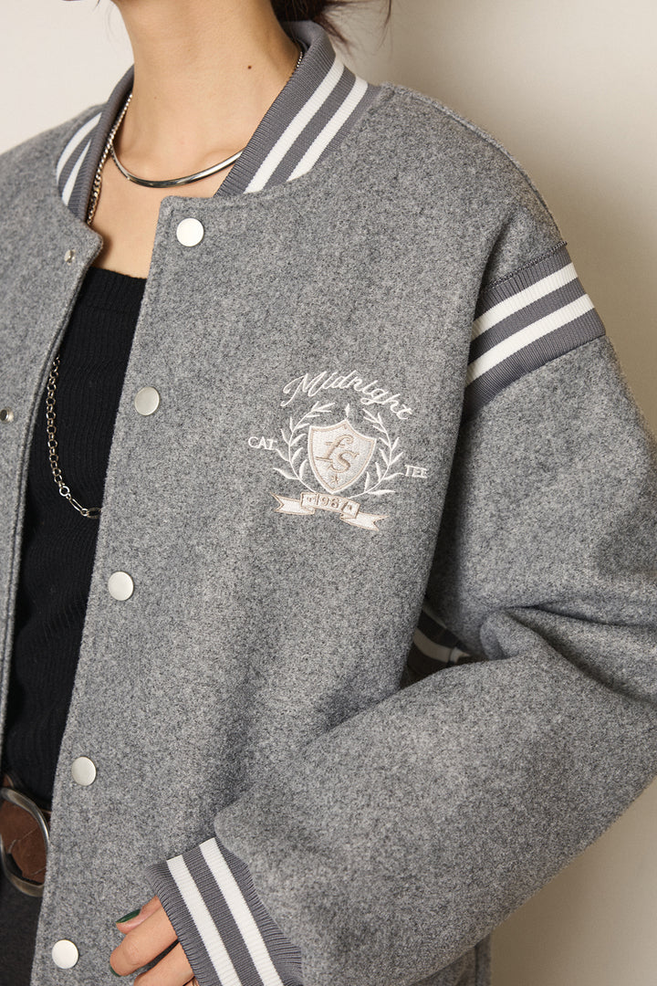 [SET]ワンポイントデザインブルゾン+デニムロングフレアスカート(2set)