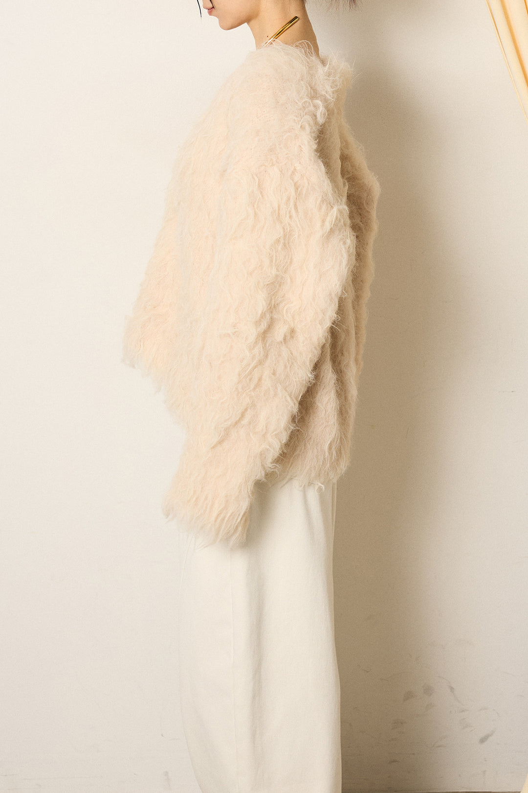 起毛シャギーニットカーディガン