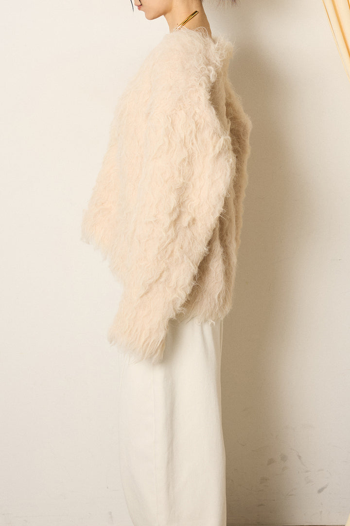 起毛シャギーニットカーディガン