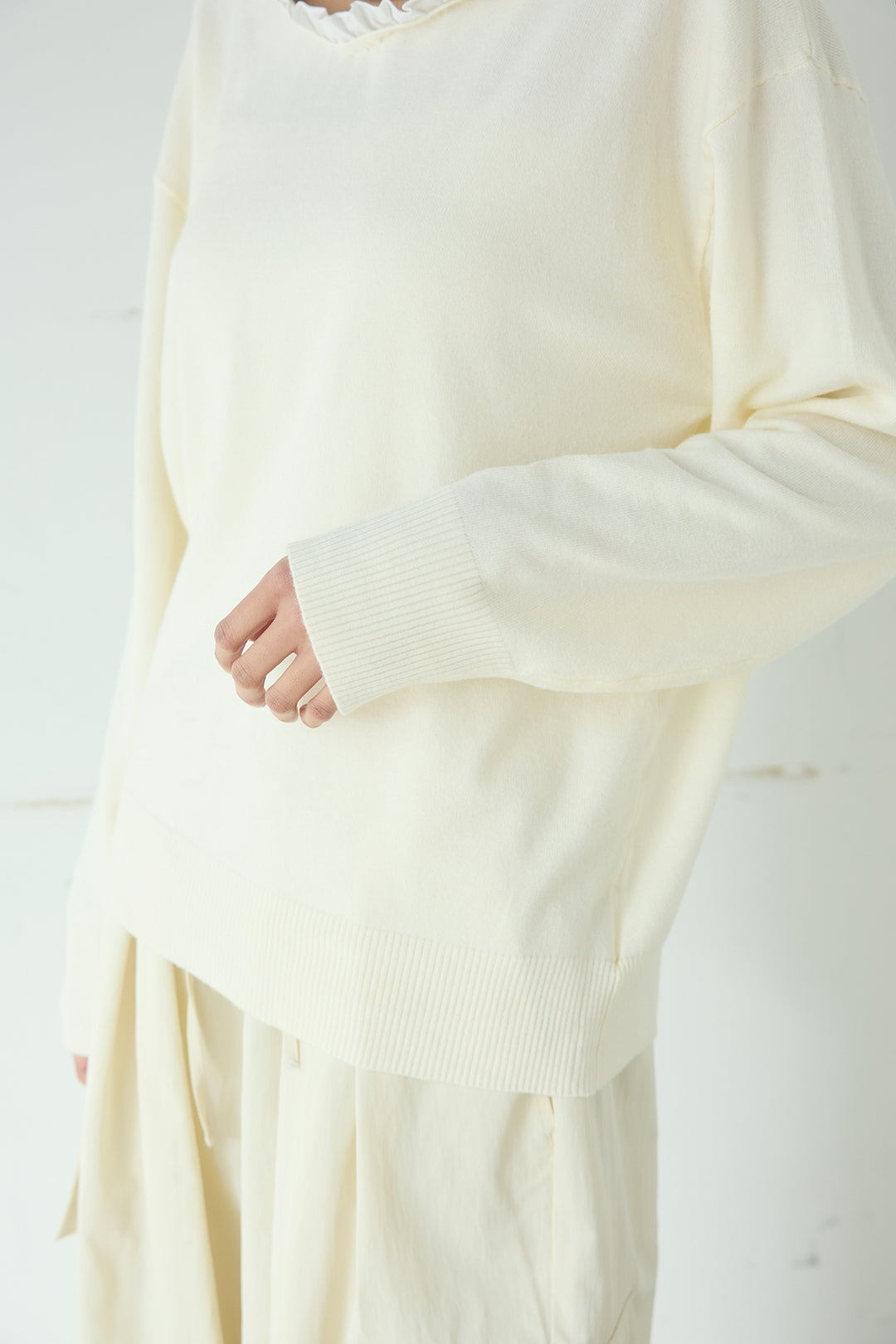 [SET]クールクール異素材コンビオフショルプルオーバー+撥水ジョガーパンツ(2set)