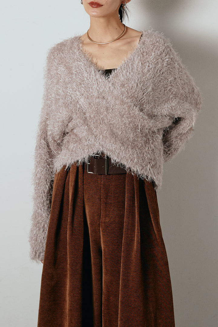 シャギークロスニットトップス