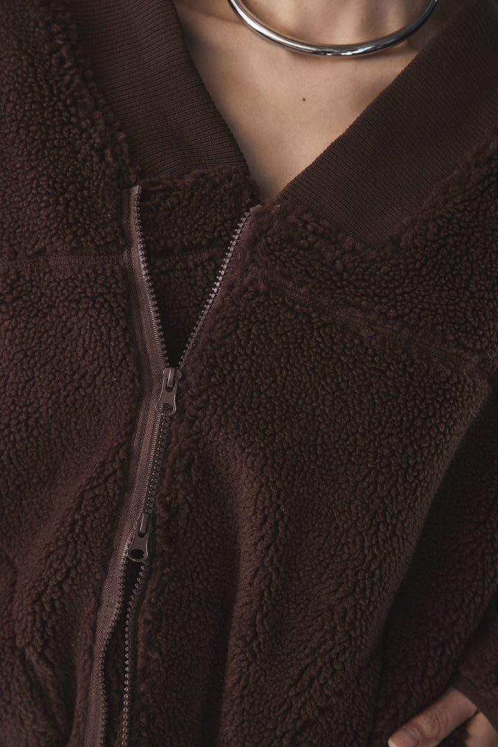 [SET]ノーカラーリブボアアウター+レオパードサテンナロースカート(2set)