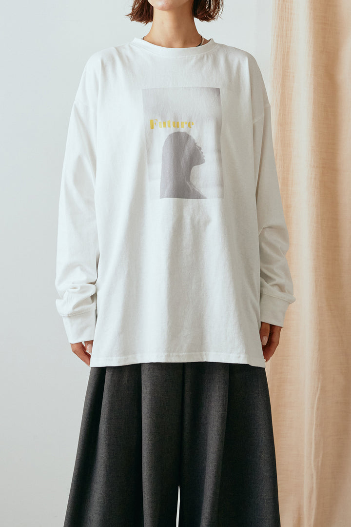 天竺ウーマンプリントロングTシャツ/ホワイト3