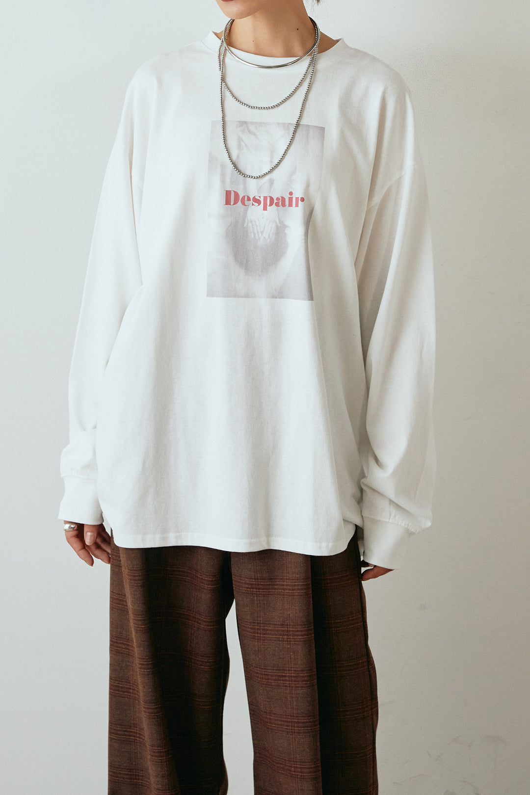 天竺ウーマンプリントロングTシャツ/ホワイト2