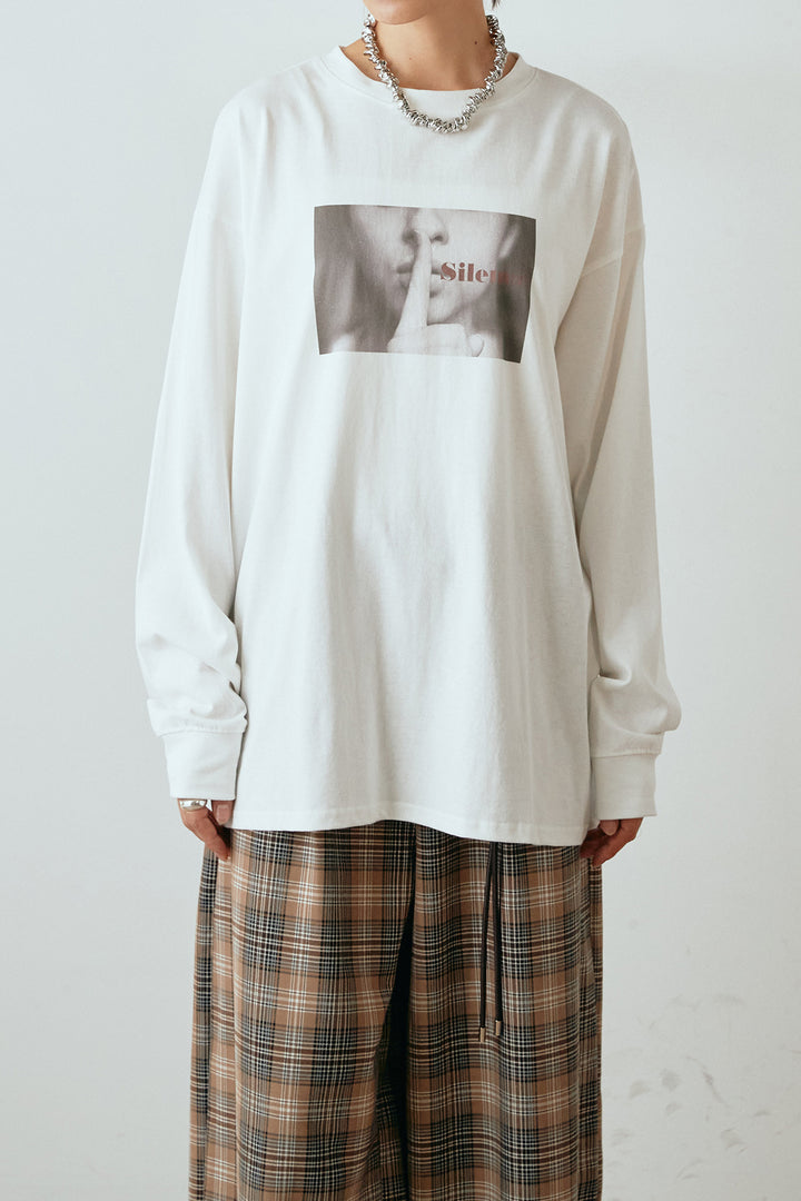 天竺ウーマンプリントロングTシャツ/ホワイト1