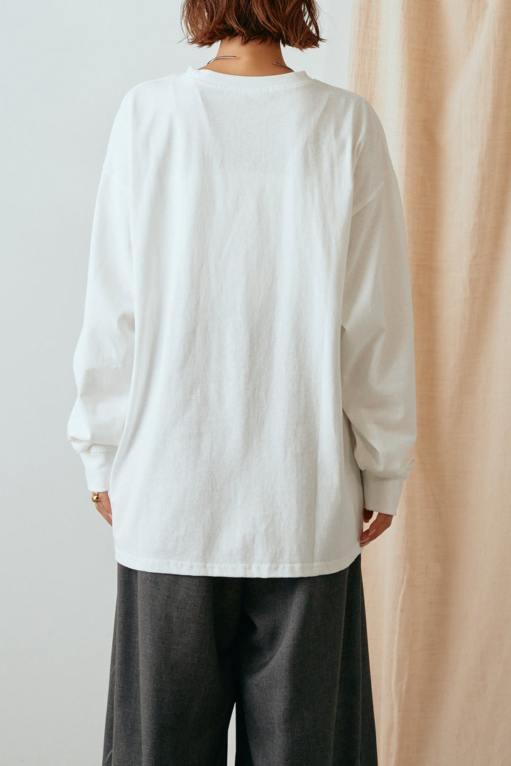 天竺ウーマンプリントロングTシャツ/ホワイト1
