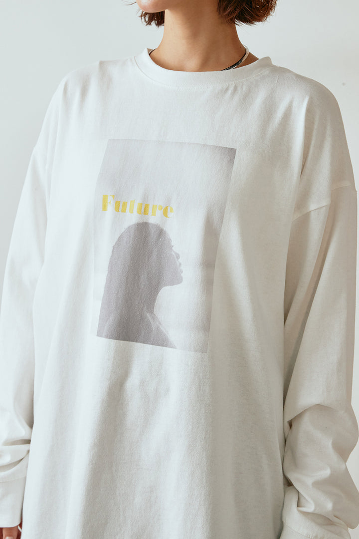 天竺ウーマンプリントロングTシャツ/ホワイト3