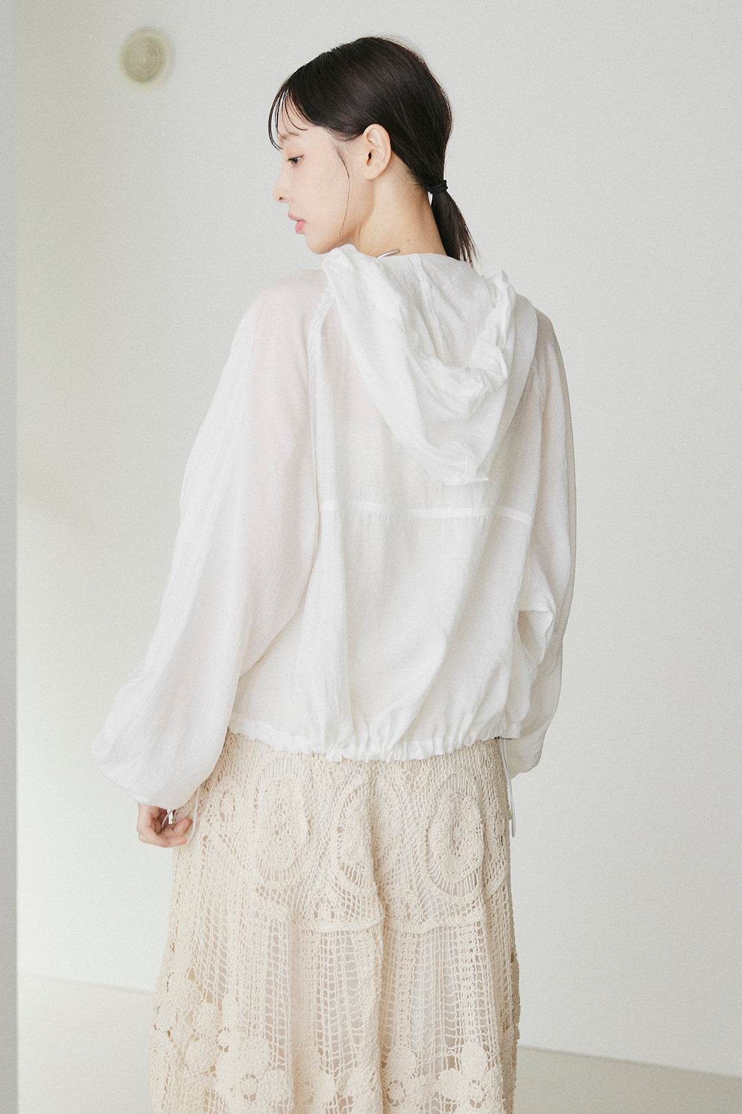 [SET]裾ドロストシアーWジップフーディーブルゾン+ウエスト折り返しワイドパンツ(2set)