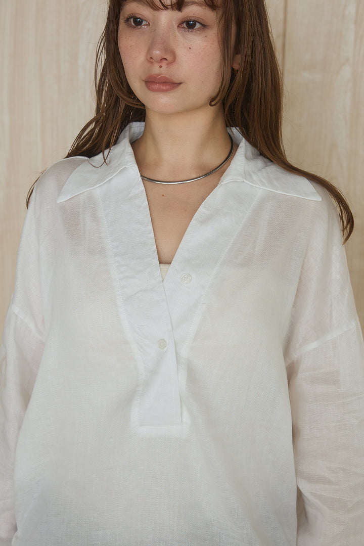 [SET]襟付きボタンブラウス+ウエスト巻きピンストライプパンツ(2set)