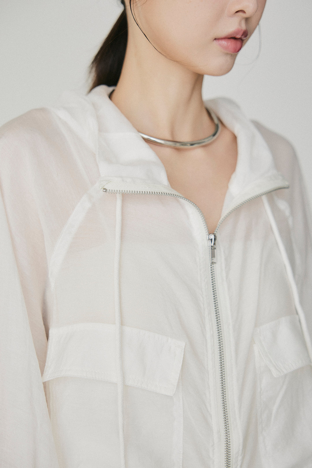 [SET]裾ドロストシアーWジップフーディーブルゾン+ウエスト折り返しワイドパンツ(2set)