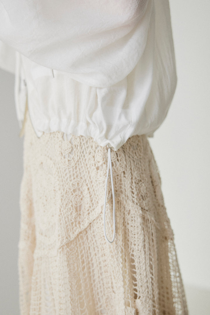 [SET]裾ドロストシアーWジップフーディーブルゾン+ウエスト折り返しワイドパンツ(2set)