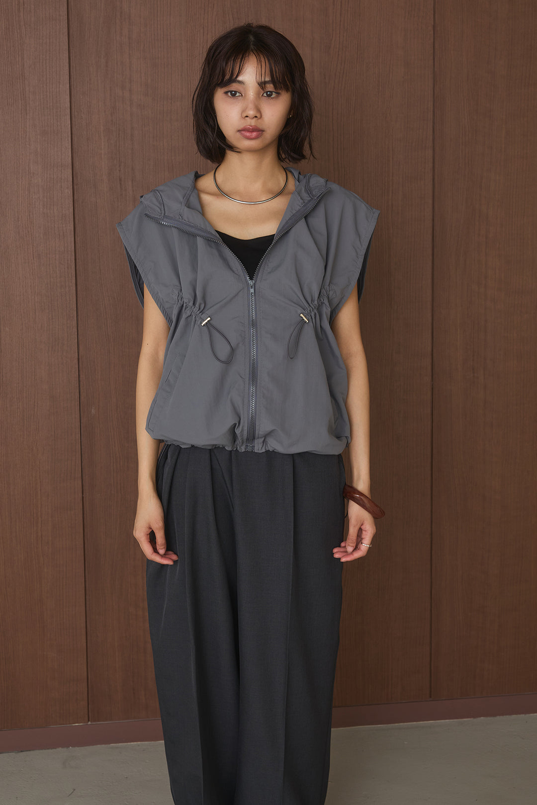 【即納】シャーリングドロストナイロンフードベスト