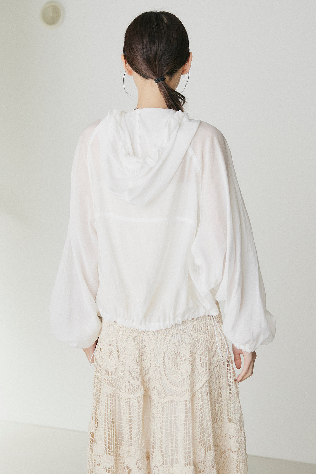 [SET]裾ドロストシアーWジップフーディーブルゾン+ウエスト折り返しワイドパンツ(2set)