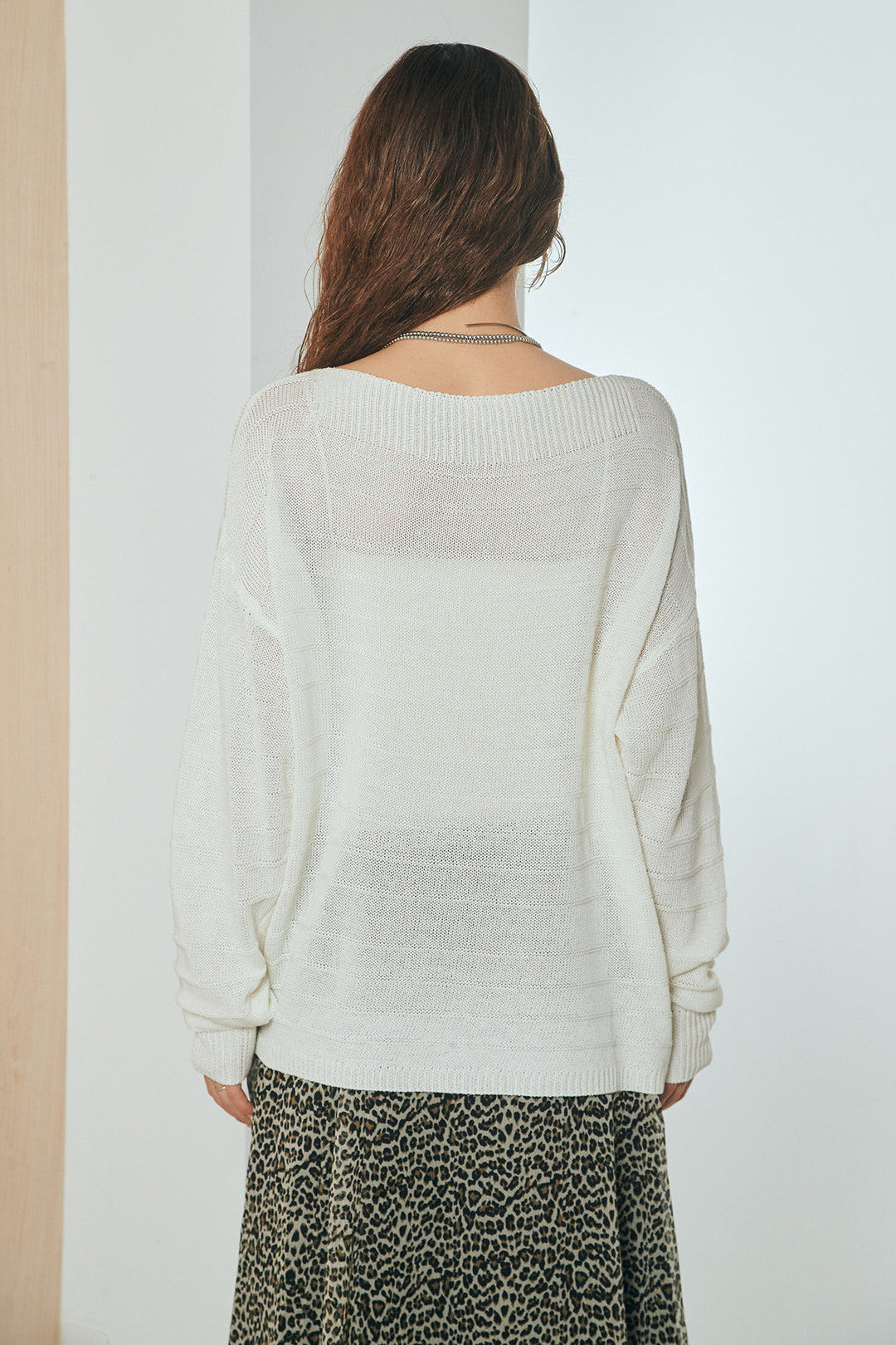 [SET]麻混リラックスニットトップス+リラックスレオパードロングスカート(2set)