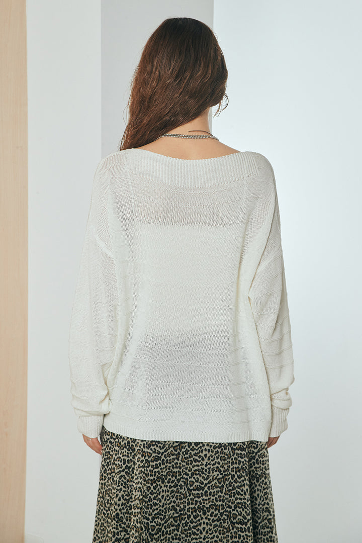 [SET]麻混リラックスニットトップス+リラックスレオパードロングスカート(2set)