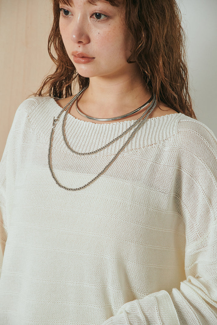 [SET]麻混リラックスニットトップス+リラックスレオパードロングスカート(2set)