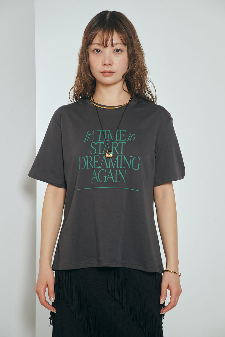 [SET]半袖TIMEロゴカットソー+斜めフリンジデザインスカート(2set)