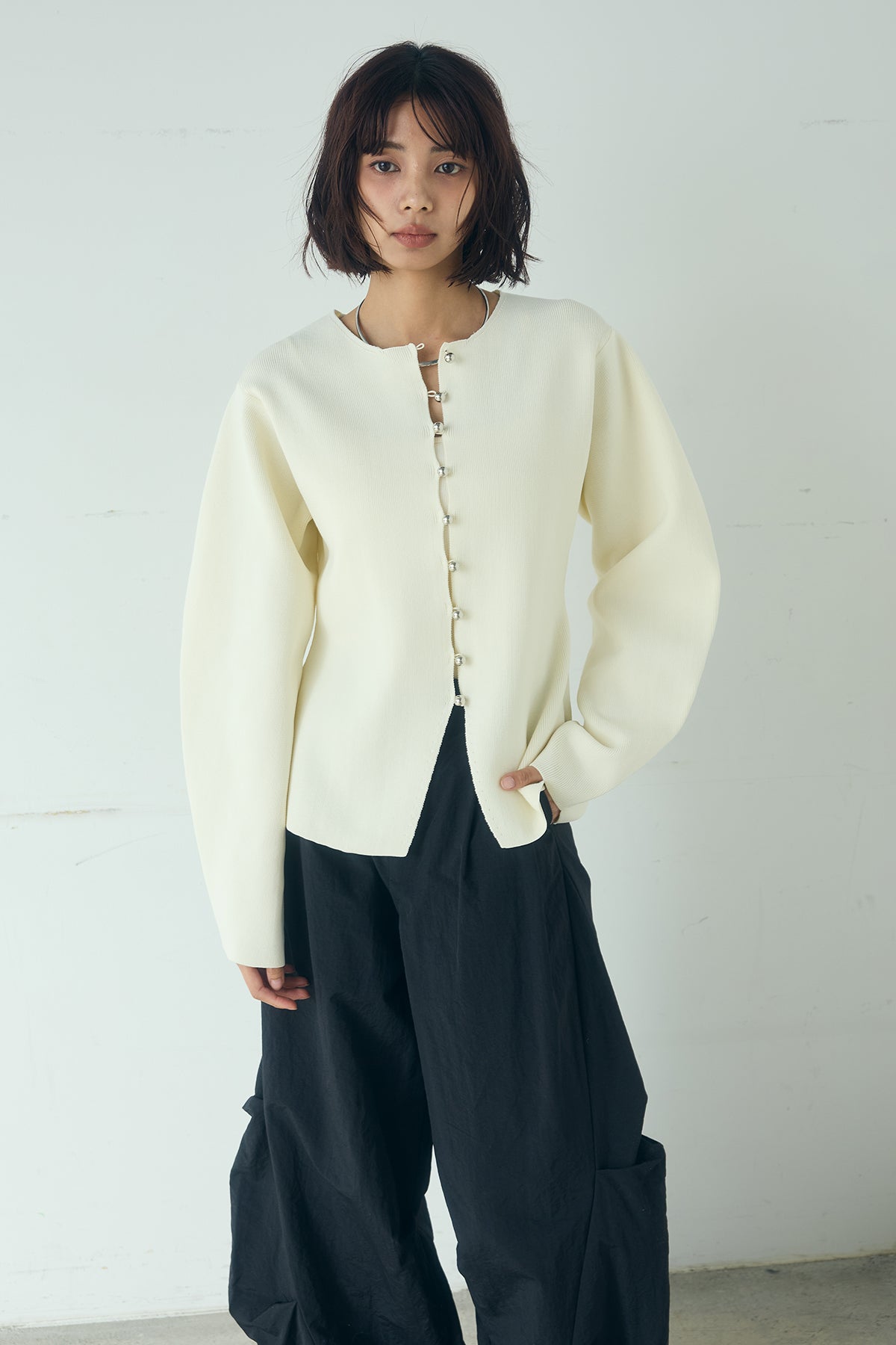 カーディガン ESICA ◇ Θ ESICA エシカ タグ付き ラメ ZIP 長袖 ニット カーディガン