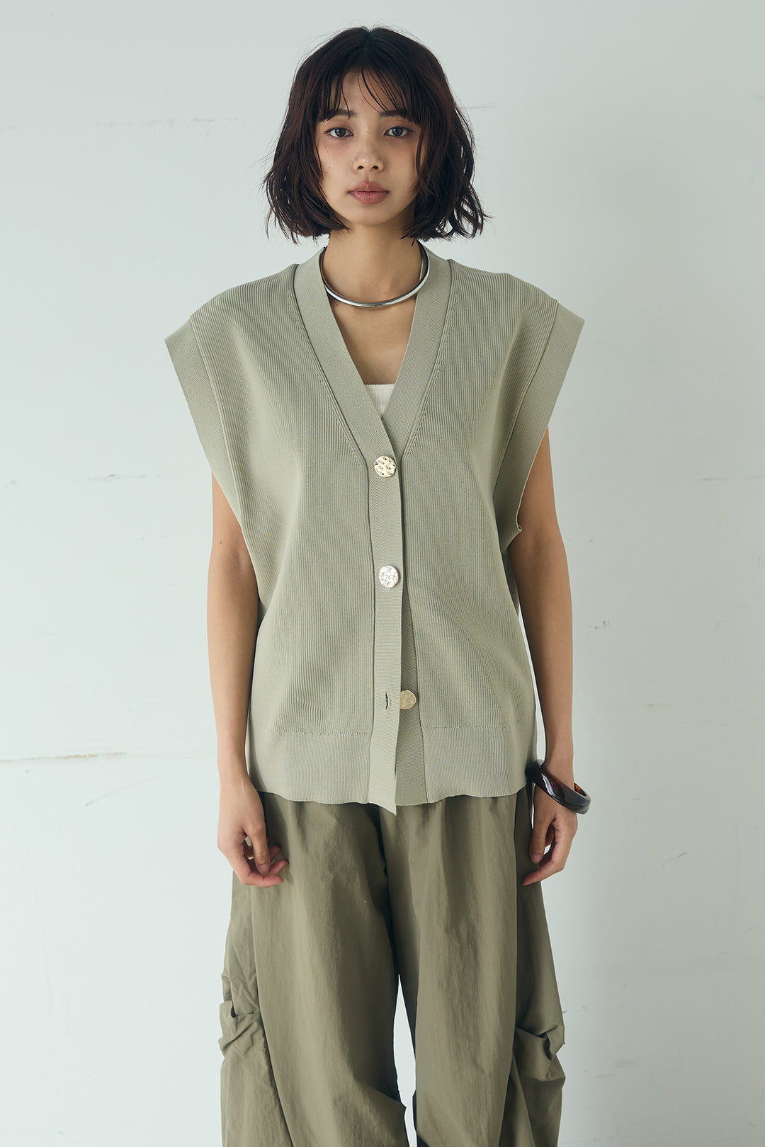 [SET]ポリウーリーメタルボタンベスト+ドライタフタタックバレルパンツ(2set)