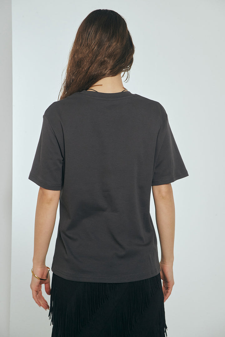 [SET]半袖TIMEロゴカットソー+斜めフリンジデザインスカート(2set)