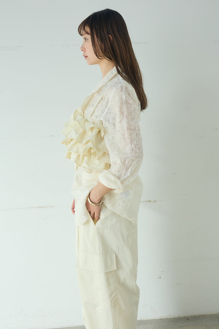 [SET]刺繍シアーテーラードジャケット+撥水フリルビスチェ(2set)