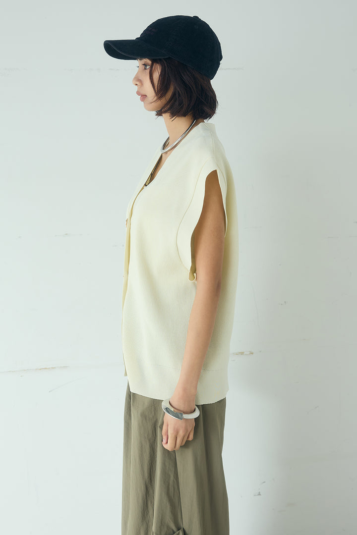 [SET]ポリウーリーメタルボタンベスト+サテンレース切り替えタックパンツ(2set)