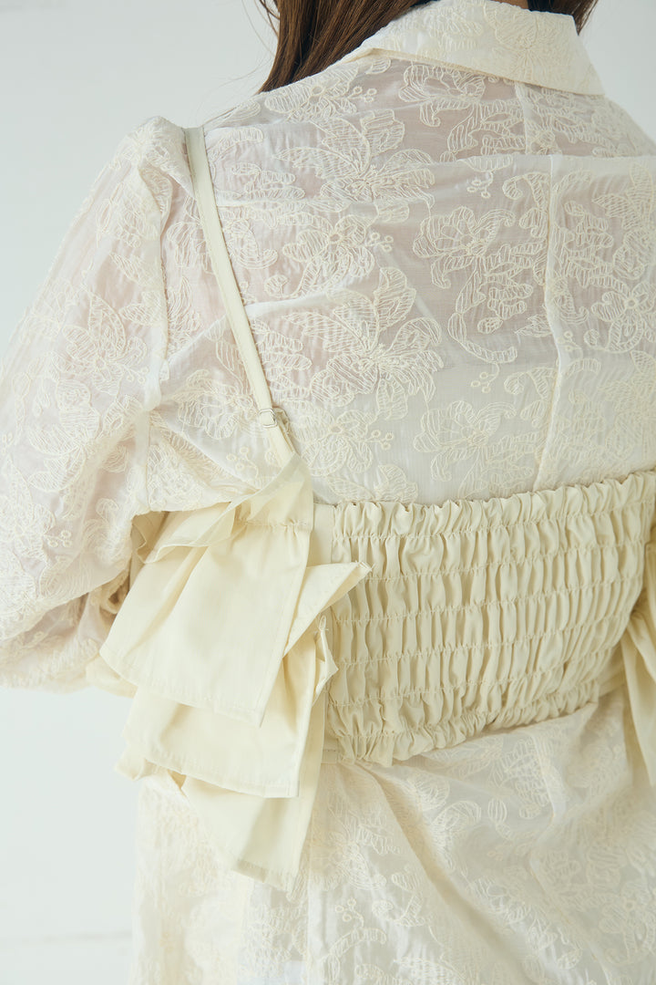 [SET]刺繍シアーテーラードジャケット+撥水フリルビスチェ+撥水ジョガーパンツ(3set)