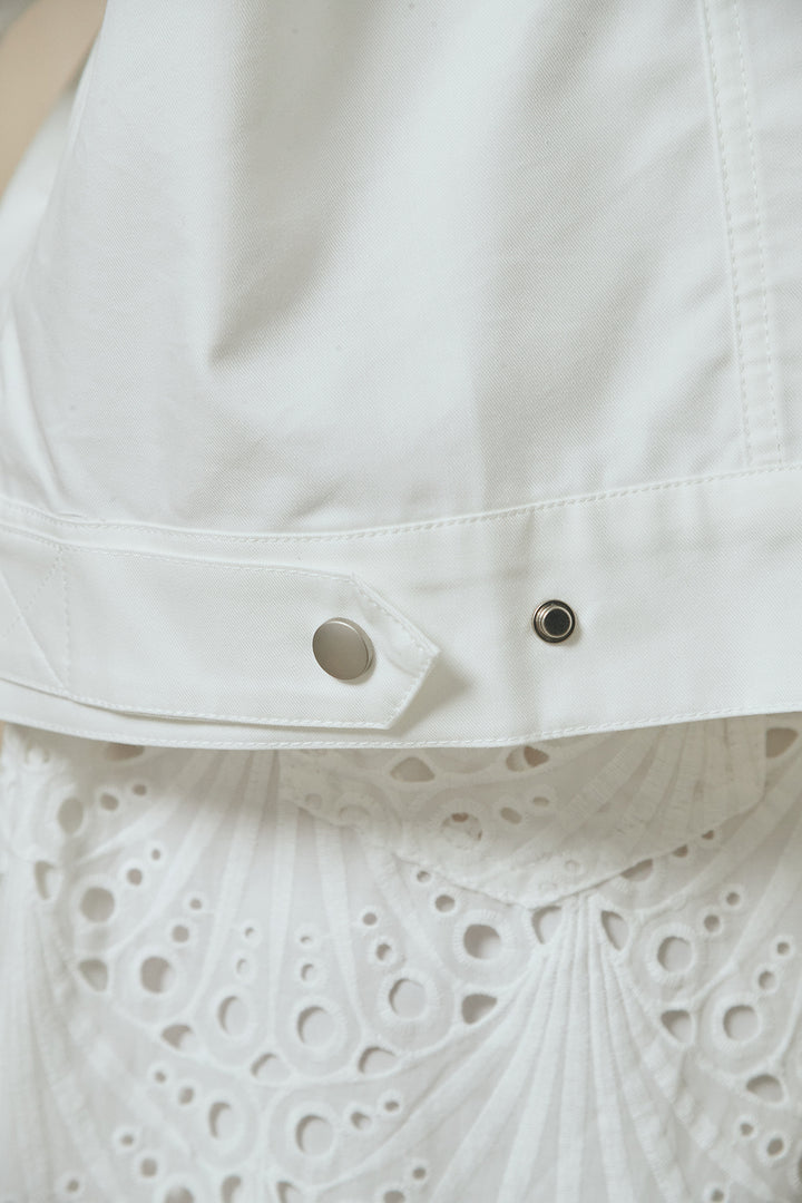 [SET]レースフリルドッキングアウター+レース刺繍リラックスパンツ(2set)