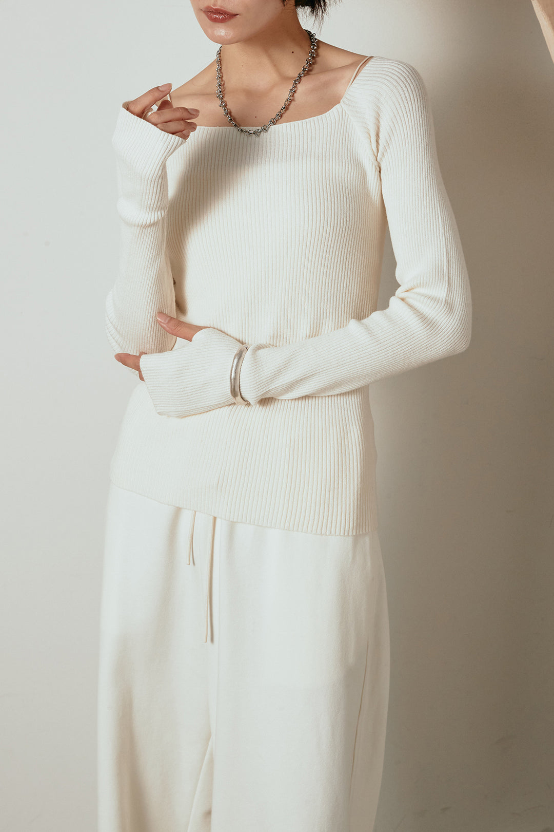 【即納】クールクールオフショルトップス/ブラウン