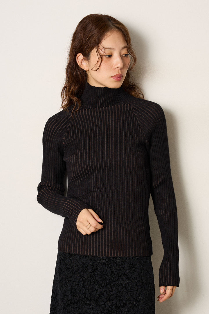 [SET]ルーズクラッシュツイルシャツ+リブニットシームレスタートルプルオーバー+ボーダーリラックスニットパンツ(3set)