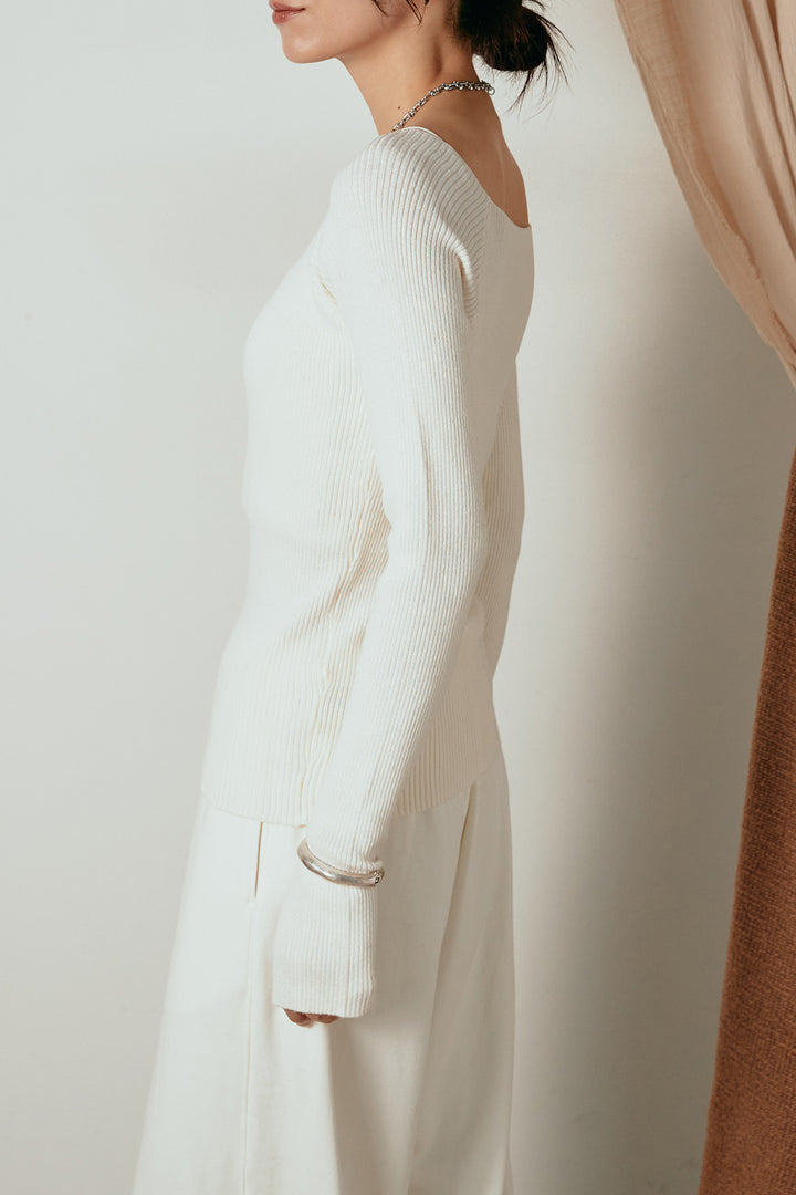 【即納】クールクールオフショルトップス/ブラウン