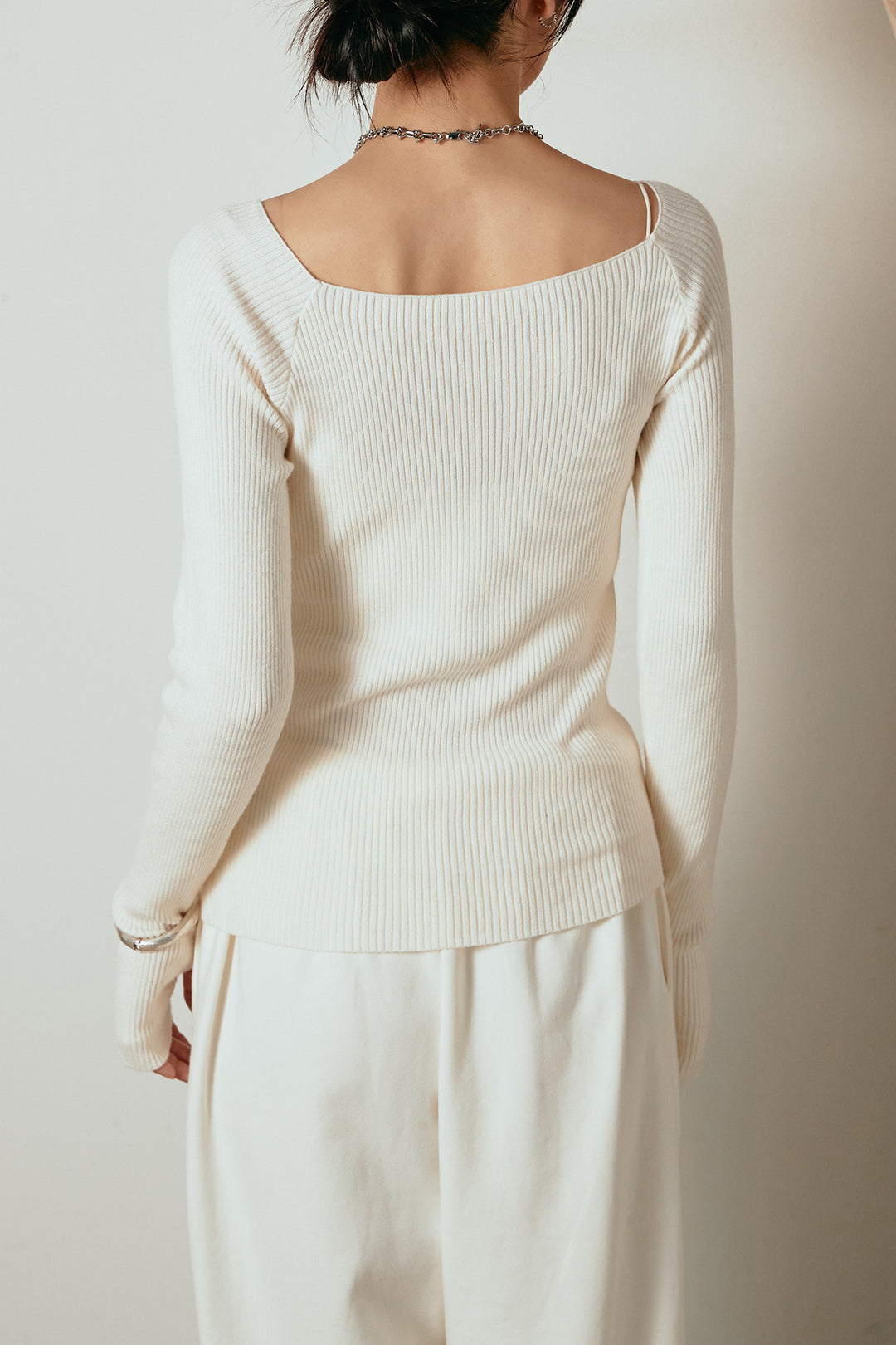 【即納】クールクールオフショルトップス/ブラウン