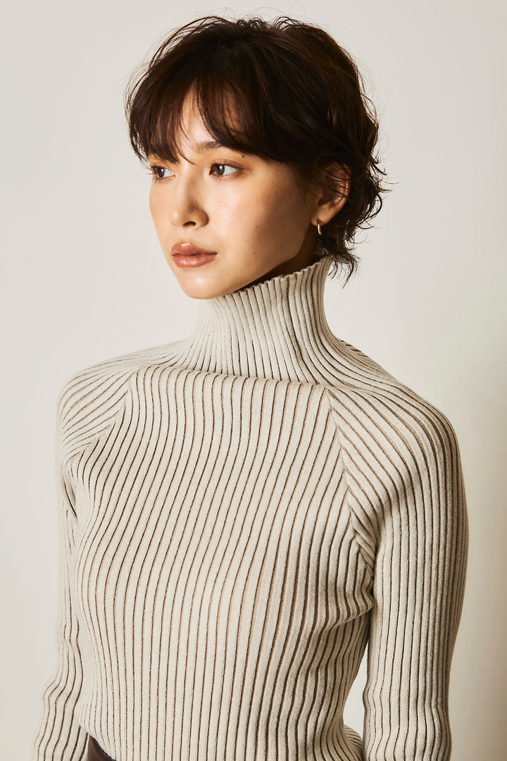 [SET]裾アシンメトリーデザインシャツ+タックツイードワイドパンツ+リブニットシームレスタートルプルオーバー(3set)