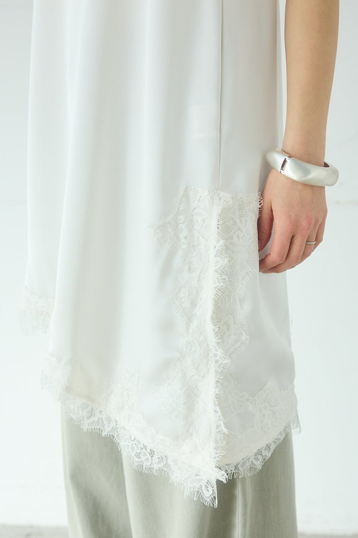 サテンレースアシメキャミ