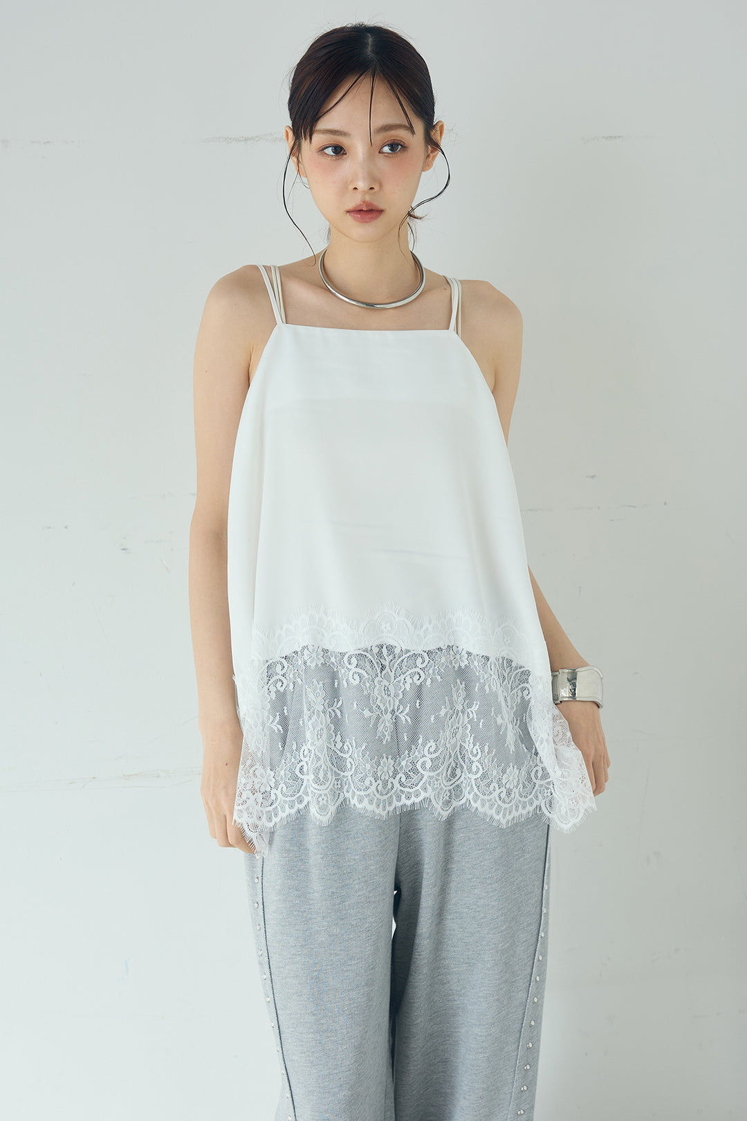 裾レースキャミソール