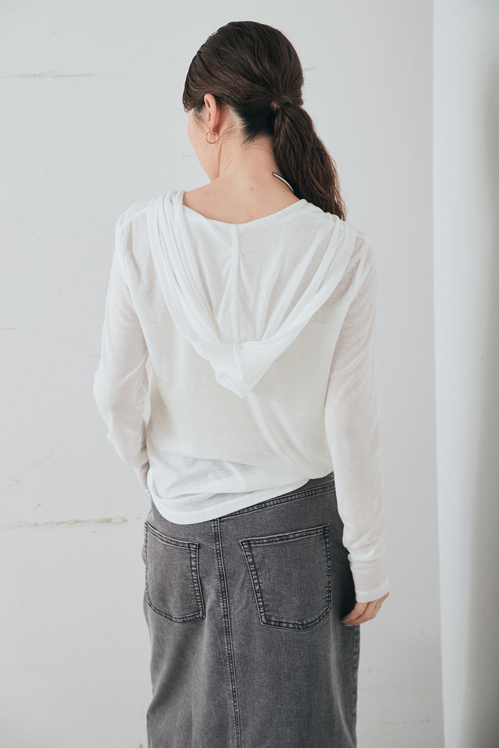 [SET]オーバーデニムジャケット+ウエストクロスデニムタイトスカート+シアーリブフーディプルオーバー(3set)